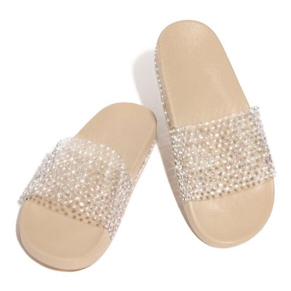 GLITZ & GLAM TRANSPARENT SLIDE NUDE - Picture 2 of 4